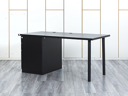 Комплект офисной мебели стол с тумбой IKEA 1 600х800х760 ЛДСП Черный   (СППЧКл-05064)