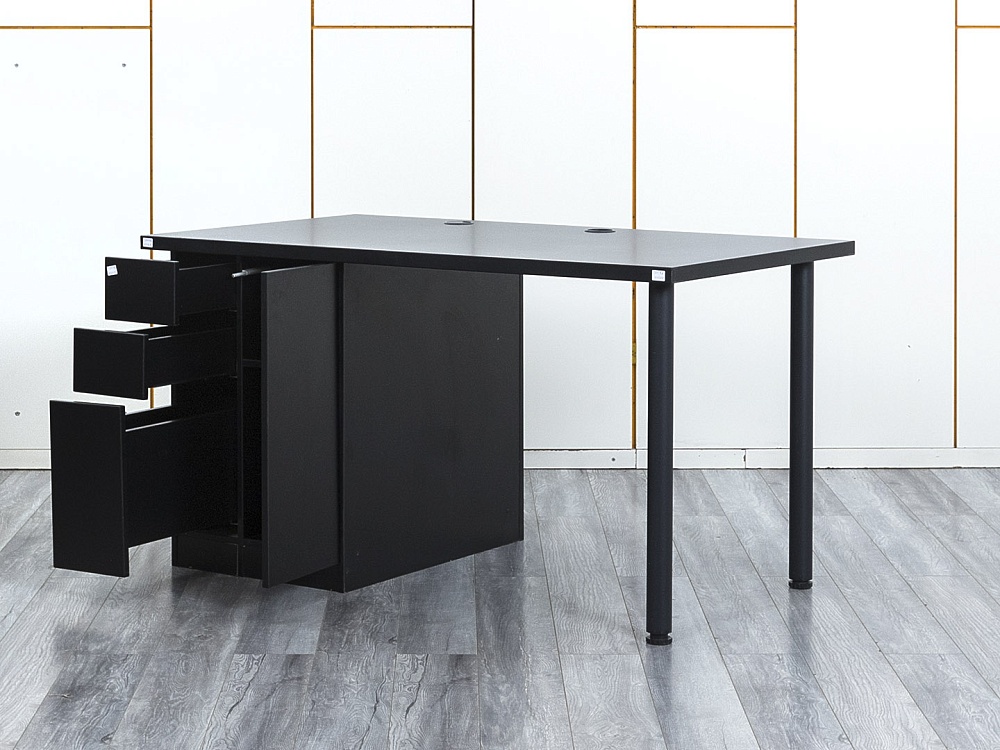Комплект офисной мебели стол с тумбой IKEA 1 400х800х760 ЛДСП Черный   (СППЧКл-04064)