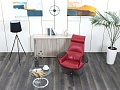 Мягкое кресло SteelCase Кожа Красный Massaud Lounge Chair  (КНКК-14045)