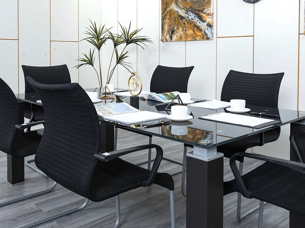 Офисный стол для переговоров Sinetica 2 000х1 000х715 Стекло Черный TAO GLASS  (СГПС-18114)