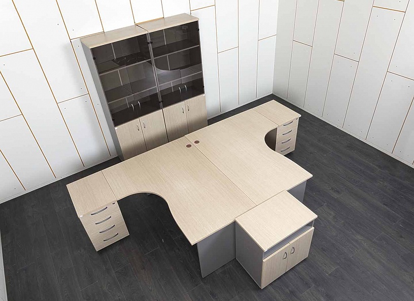 Комплект офисной мебели стол с тумбой  3 260х1 200х750 ЛДСП Зебрано   (КОМЗ1-27041)