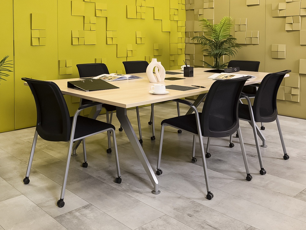 Офисный стол для переговоров Steelcase ЛДСП Зебрано Франция  СГПЗ1-04026