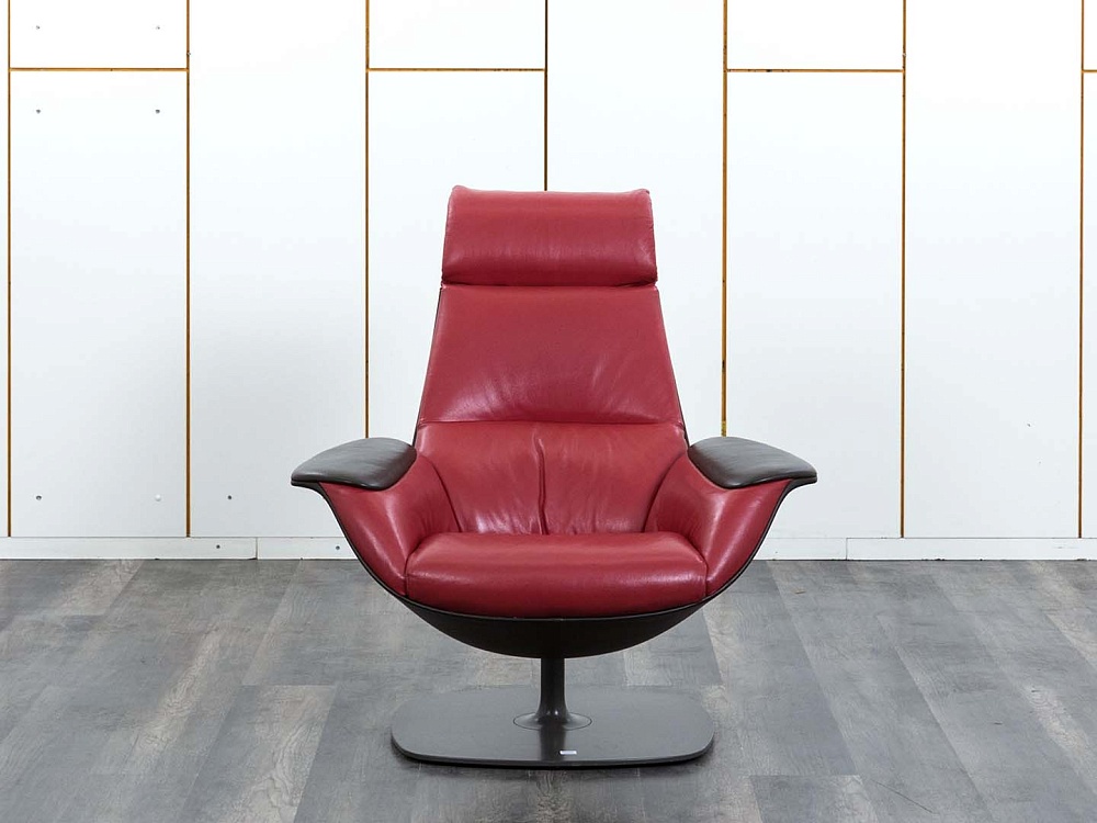 Мягкое кресло SteelCase Кожа Красный Massaud Lounge Chair  (КНКК-14045)