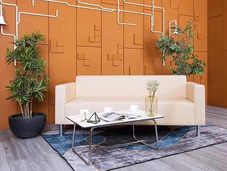 Офисный диван ДМебель Кожзам Бежевый   (ДНКБ3-25094(нов))