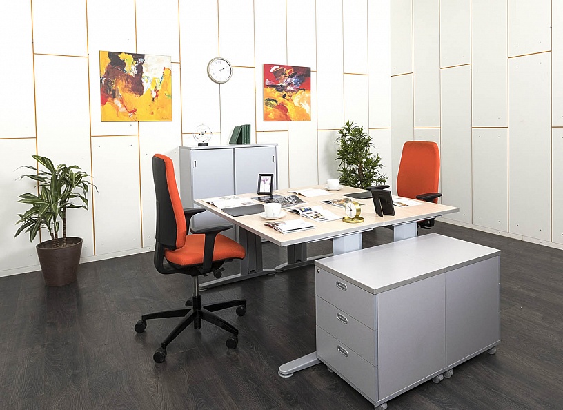 Комплект офисной мебели стол с тумбой  1 400х700х750 ЛДСП Зебрано   (КОМЗ-30071)
