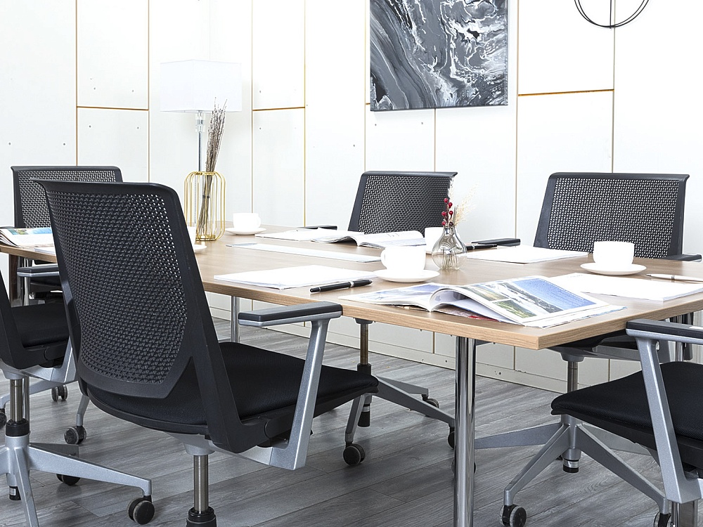 Офисный стол для переговоров  2 200х1 100х730 Шпон Зебрано   (СГПЗ-15044)