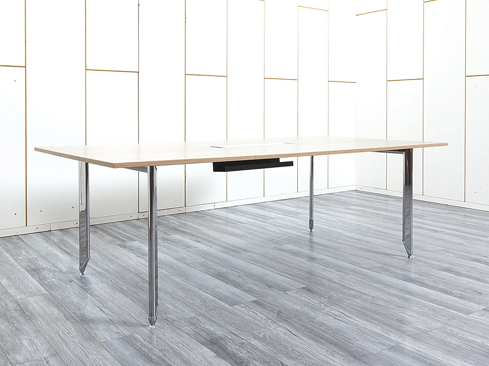 Офисный стол для переговоров  2 200х1 100х730 Шпон Зебрано   (СГПЗ-15044)