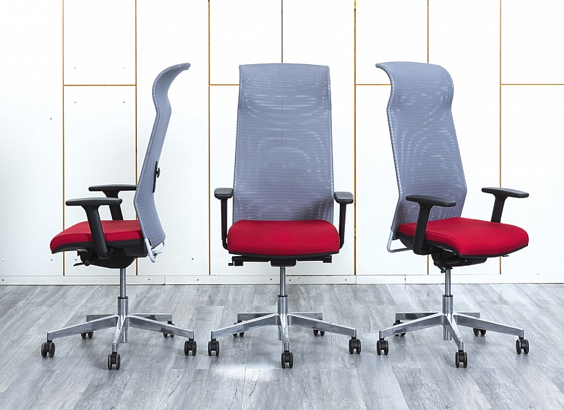 Офисное кресло руководителя  Импорт Ткань Красный   (КРТК-10014)