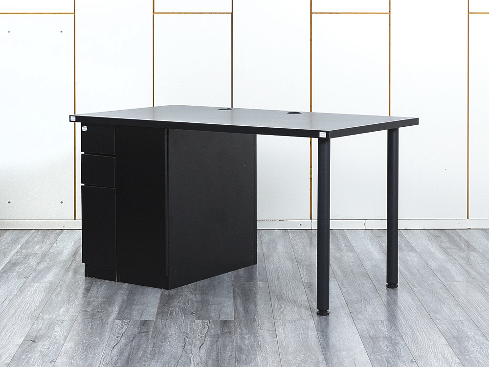 Комплект офисной мебели стол с тумбой IKEA 1 400х800х760 ЛДСП Черный   (СППЧКл-04064)