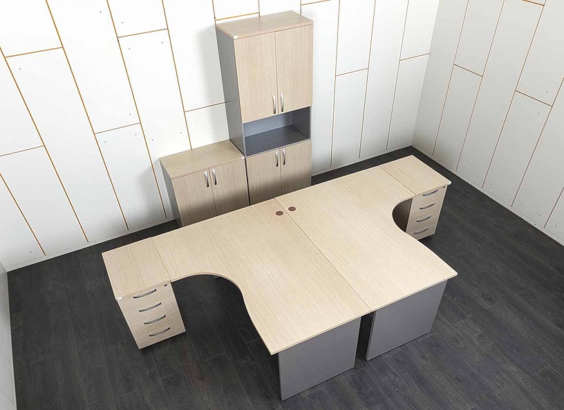 Комплект офисной мебели стол с тумбой  3 260х1 200х750 ЛДСП Зебрано   (КОМЗ-27041)