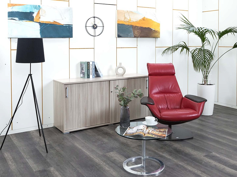 Мягкое кресло SteelCase Кожа Красный Massaud Lounge Chair  (КНКК-14045)