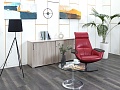 Мягкое кресло SteelCase Кожа Красный Massaud Lounge Chair  (КНКК-14045)