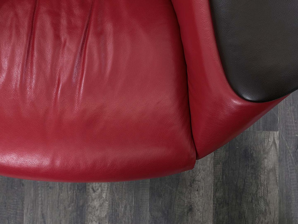 Мягкое кресло SteelCase Кожа Красный Massaud Lounge Chair  (КНКК-14045)