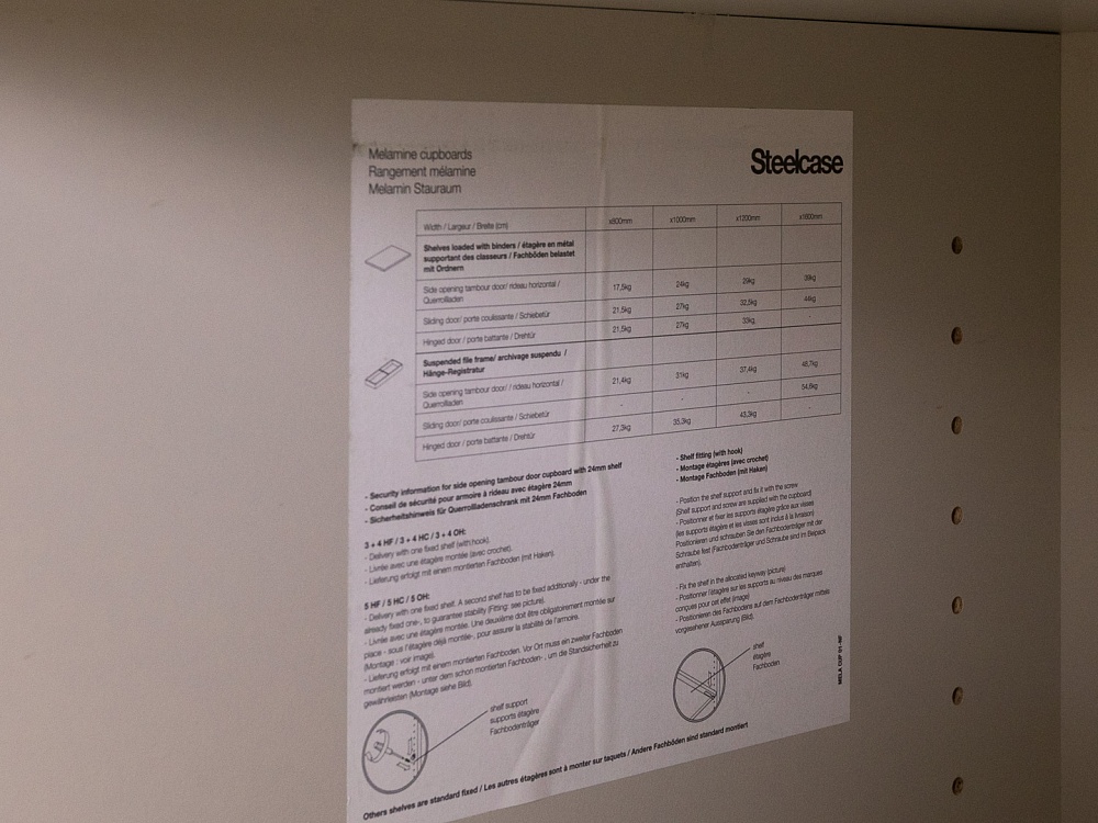 Шкаф для документов офисный  Steelcase ЛДСП Серый Франция  ШД1ДС-27046
