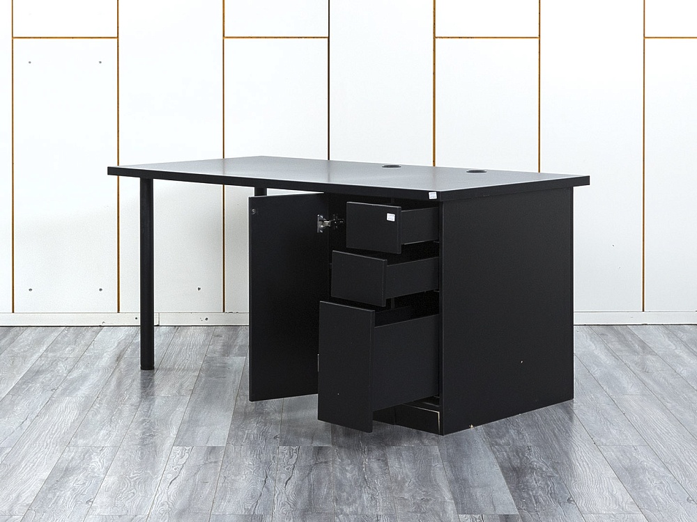 Комплект офисной мебели стол с тумбой IKEA 1 600х800х760 ЛДСП Черный   (СППЧКп-05064)