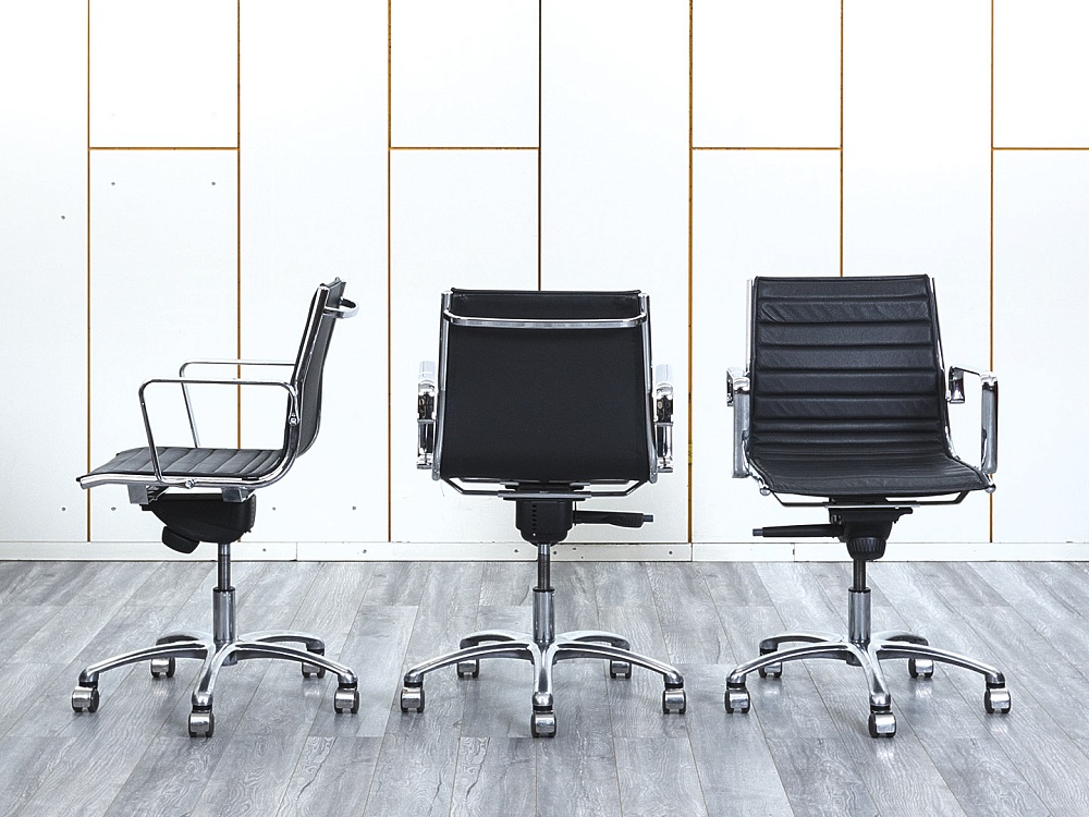 Офисное кресло для персонала  LUXY Кожа Черный   (КПКЧ-16024)