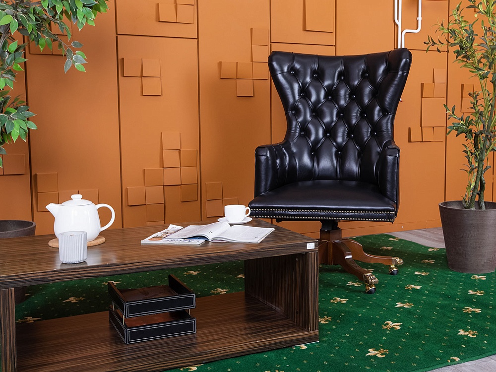 Офисное кресло руководителя  Art&amp;amp;Moble Кожа Черный   (КРКЧ-27035)