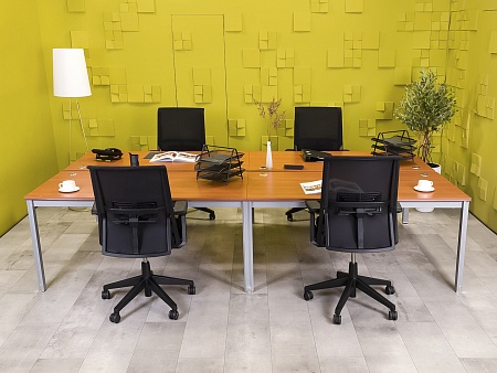 Комплект офисной мебели на 4 человека ЛДСП Вишня Импорт_ГКШ2-230824