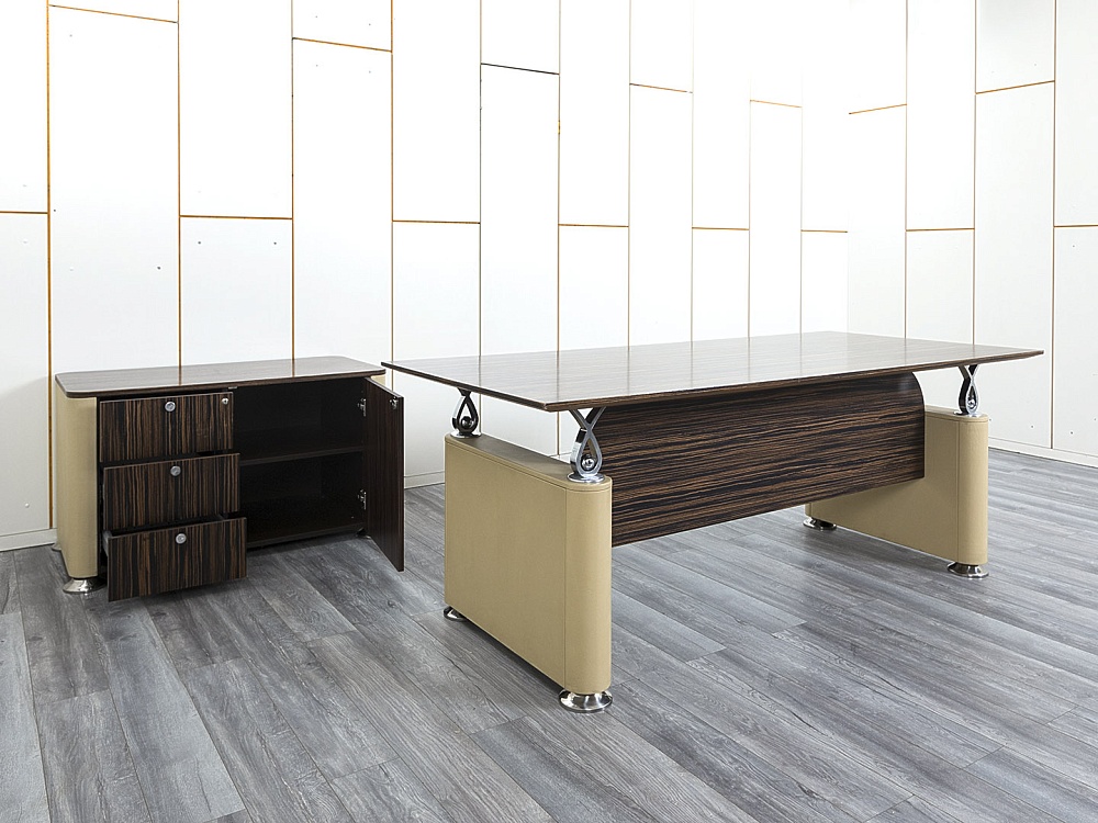 Кабинет руководителя Tecnoarredo 2 000х920х760 Шпон Зебрано Venus  (КРЗ1-09024)