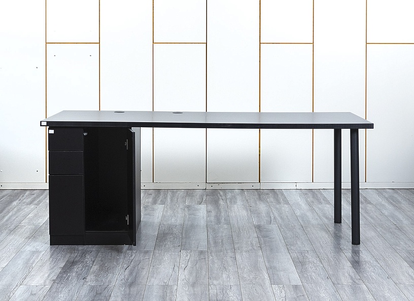Комплект офисной мебели стол с тумбой IKEA 2 000х800х760 ЛДСП Черный   (СППЧ1Кл-05064)