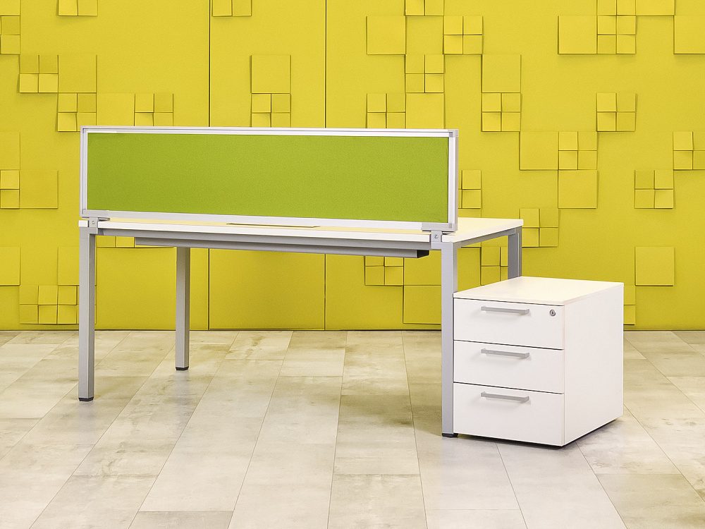 Комплект офисной мебели стол с тумбой  Steelcase ЛДСП Белый Франция  СППБТ-04026
