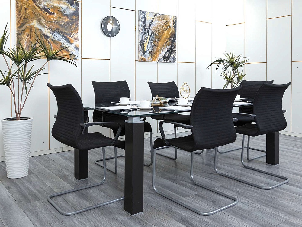 Офисный стол для переговоров Sinetica 2 000х1 000х715 Стекло Черный TAO GLASS  (СГПС-18114)