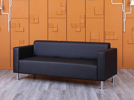 Офисный диван ДМебель Кожзам Черный   (ДНКЧ3-25094(нов))