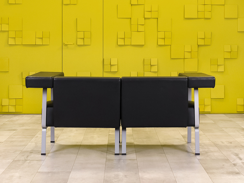 Офисный диван Coffice Linear BENE 1750x780 Кожа Чёрный Австрия_ДНКЧ-071024