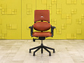 Офисное кресло руководителя на колесах  Steelcase Please 1 Кожа Оранжевый Германия  КРКК1-09105