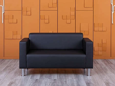 Офисный диван ДМебель Кожзам Черный   (ДНКЧ2-25094(нов))