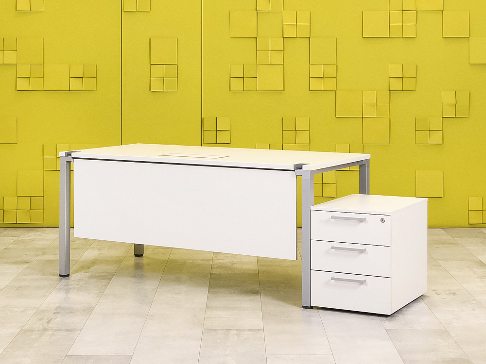 Комплект офисной мебели стол с тумбой  Steelcase ЛДСП Белый Франция  СППБТ2-04026