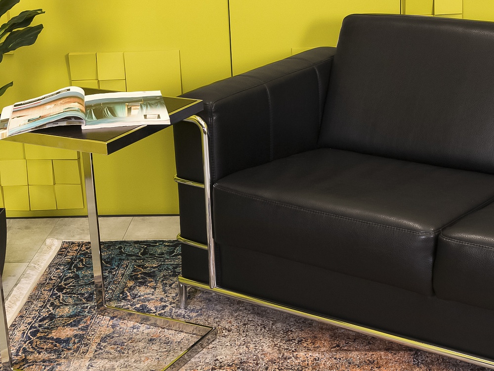 Офисный диван Кенигсберг Кожзам Чёрный Россия  ДНКЧ1-13115