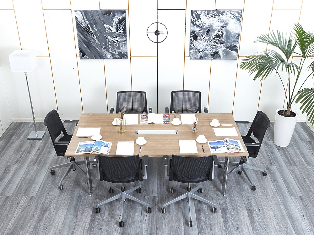 Офисный стол для переговоров  2 200х1 100х730 Шпон Зебрано   (СГПЗ-15044)