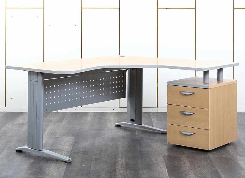 Комплект офисной мебели стол с тумбой  1 600х1 400х740 ЛДСП Бук   (СПУВКП-05101)