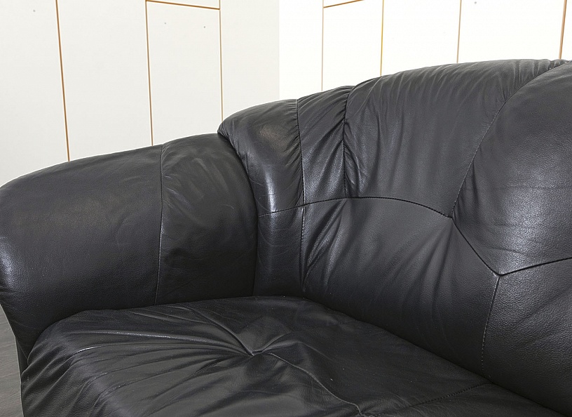 Офисный диван  Кожа/кожзам Черный   (ДНКЧ-22071)