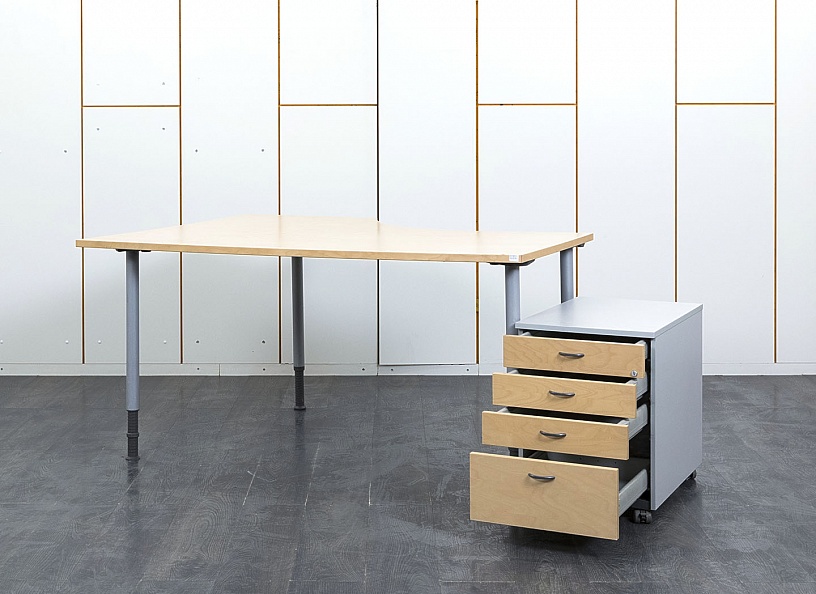 Комплект офисной мебели стол с тумбой ISKU 1 600х1 200х800 ЛДСП Бук   (СПУВКп-04012)