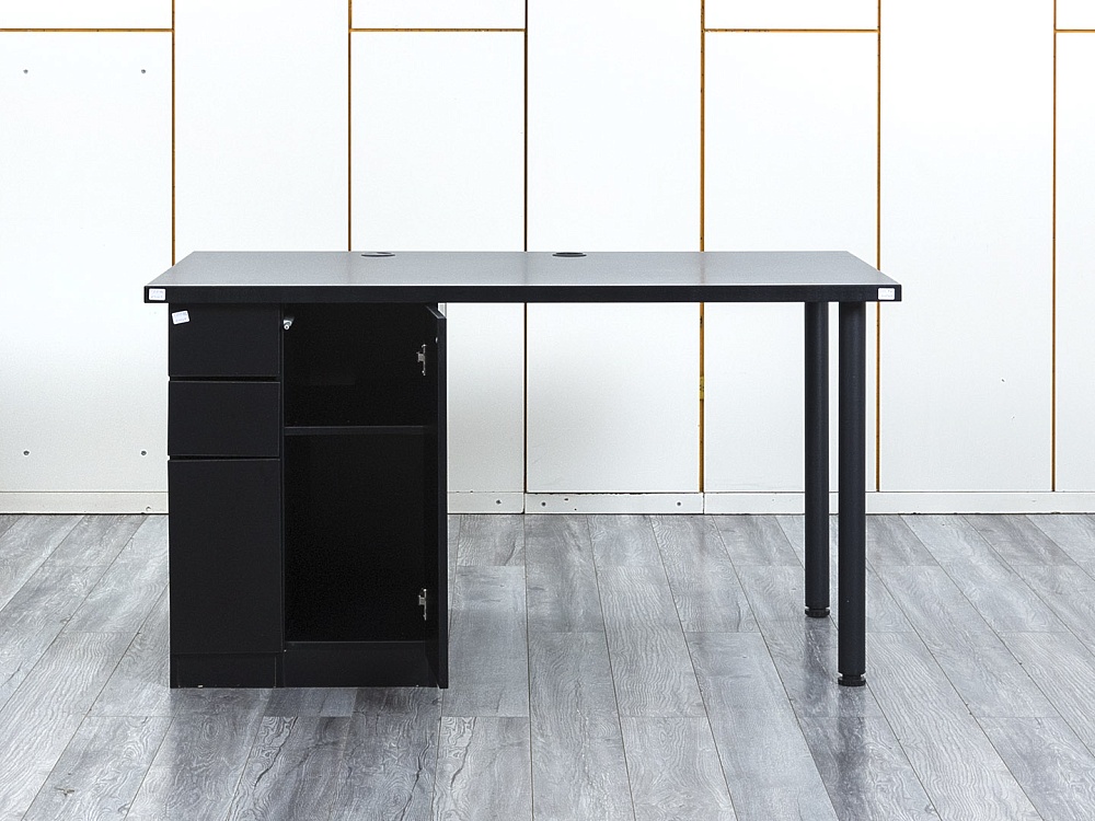 Комплект офисной мебели стол с тумбой IKEA 1 400х800х760 ЛДСП Черный   (СППЧКл-04064)