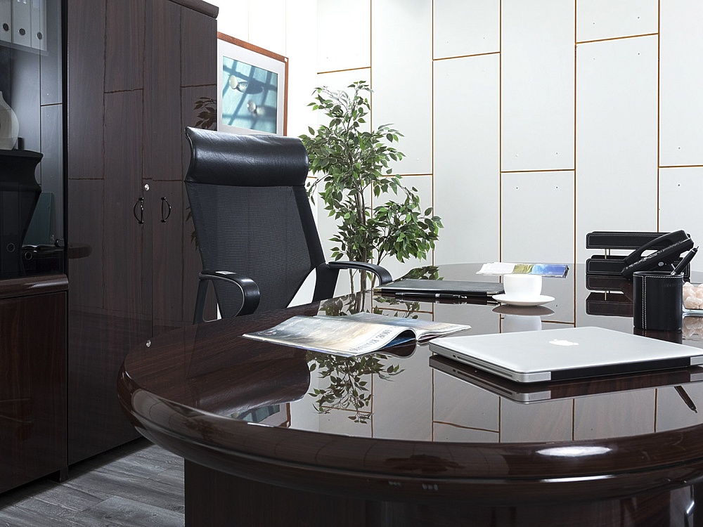 Кабинет руководителя GOODFURNITURE 2 500х2 100х770 МДФ Махагон Perth  (КРШ-13054)