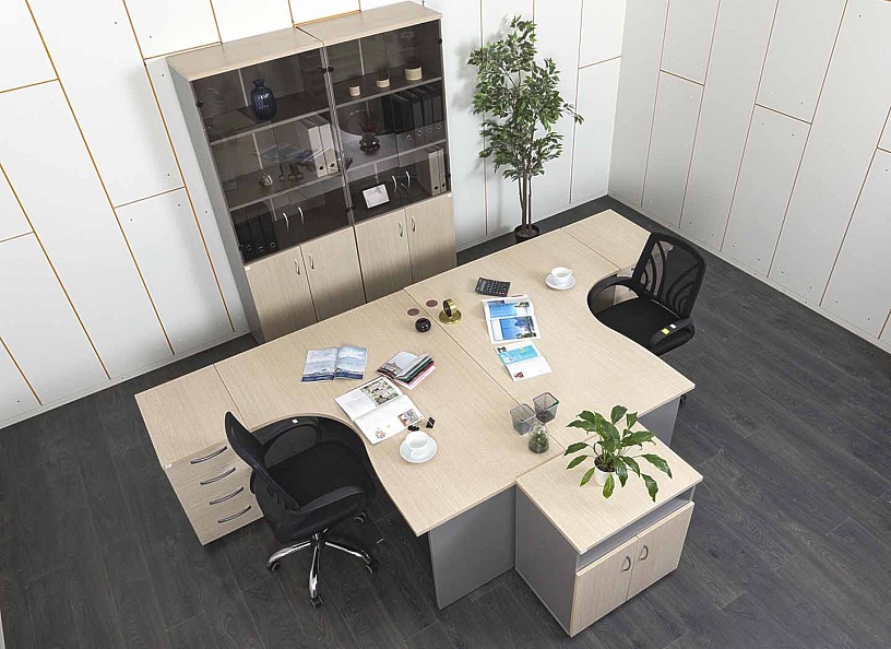 Комплект офисной мебели стол с тумбой  3 260х1 200х750 ЛДСП Зебрано   (КОМЗ1-27041)