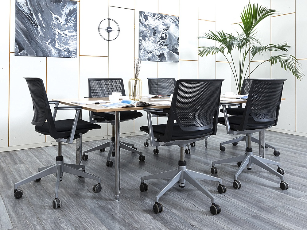 Офисный стол для переговоров  2 200х1 100х730 Шпон Зебрано   (СГПЗ-15044)