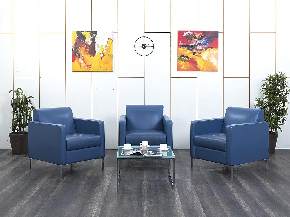 Мягкое кресло Herman Miller Кожа Синий   (Комплект из 3-х мягких кресел КНКНК1-13112)