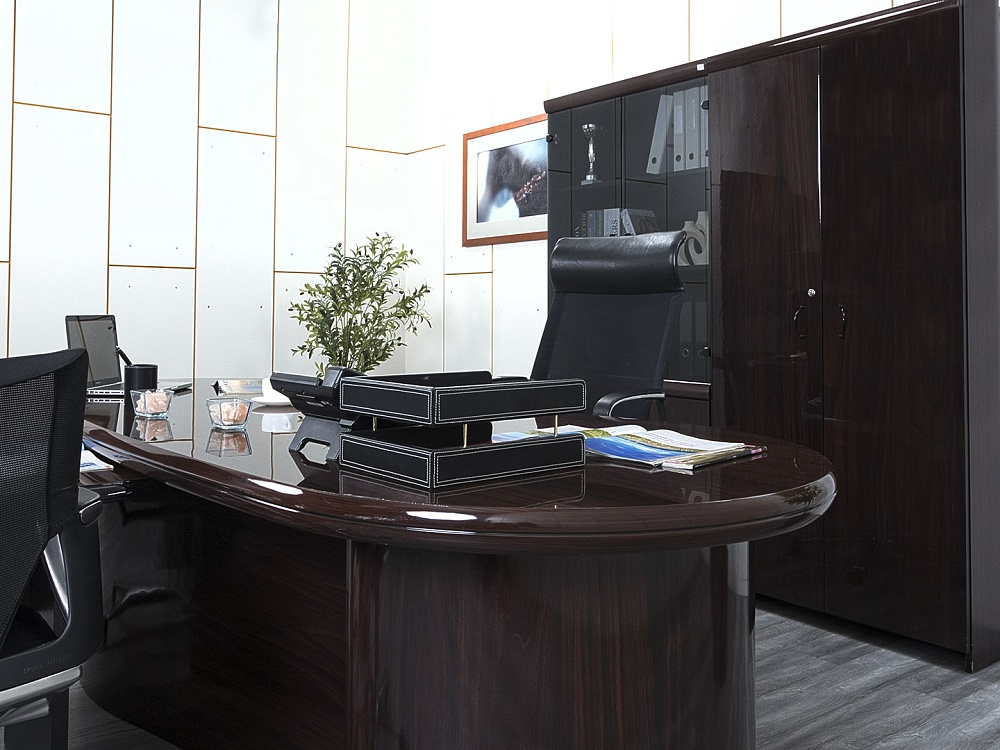Кабинет руководителя GOODFURNITURE 2 500х2 100х770 МДФ Махагон Perth  (КРШ-13054)