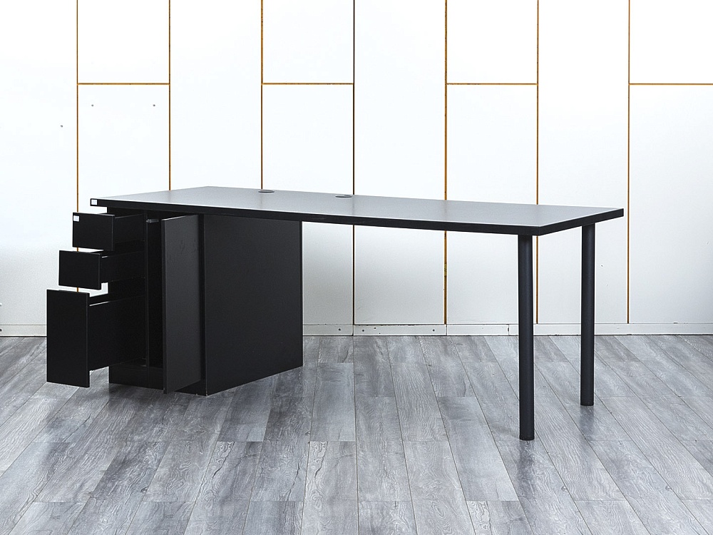 Комплект офисной мебели стол с тумбой IKEA 2 000х800х760 ЛДСП Черный   (СППЧ1Кл-05064)