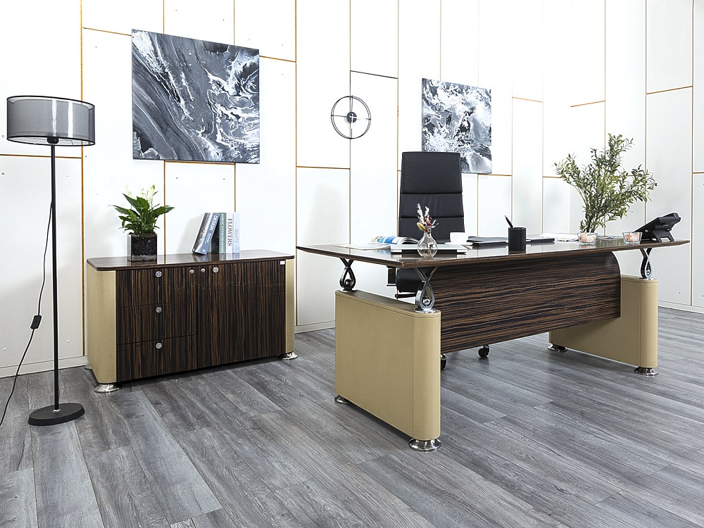 Кабинет руководителя Tecnoarredo 2 000х920х760 Шпон Зебрано Venus  (КРЗ1-09024)