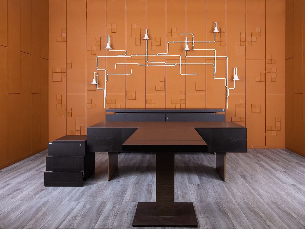 Кабинет руководителя UFFIX 2 200х2 485х760 Кожа Коричневый The Element  (КРК-22104)