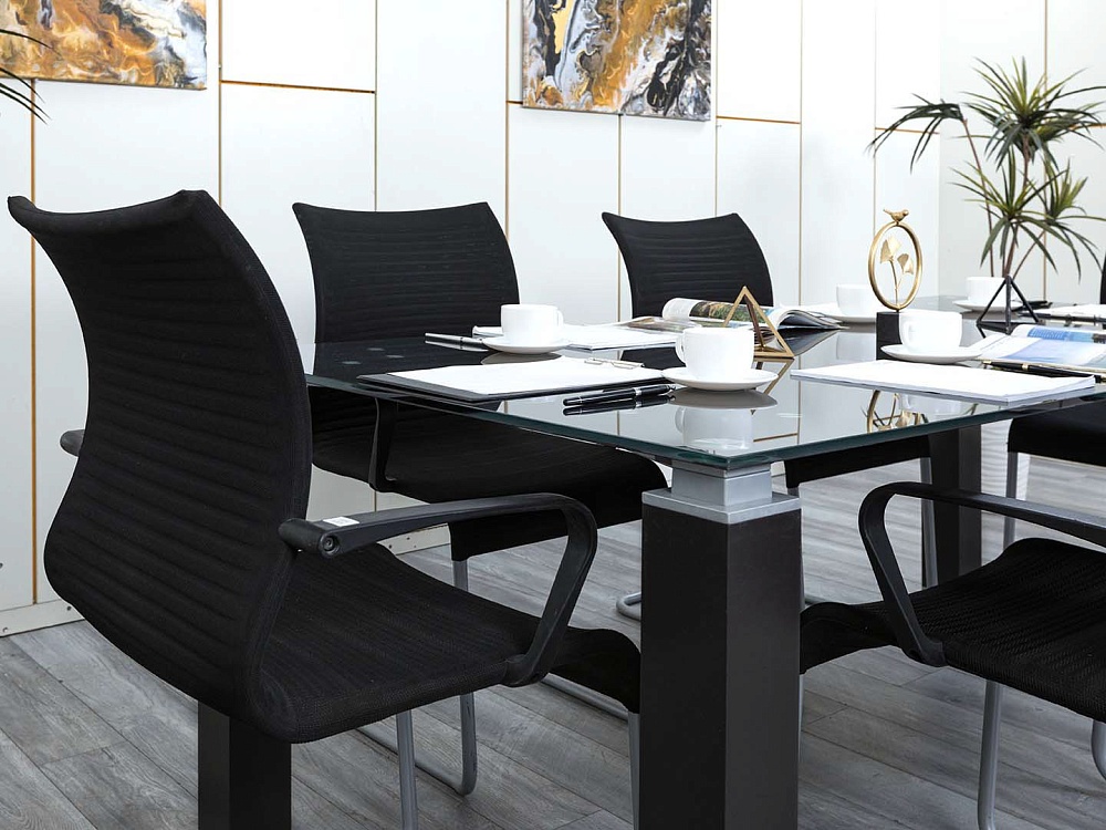 Офисный стол для переговоров Sinetica 2 000х1 000х715 Стекло Черный TAO GLASS  (СГПС-18114)