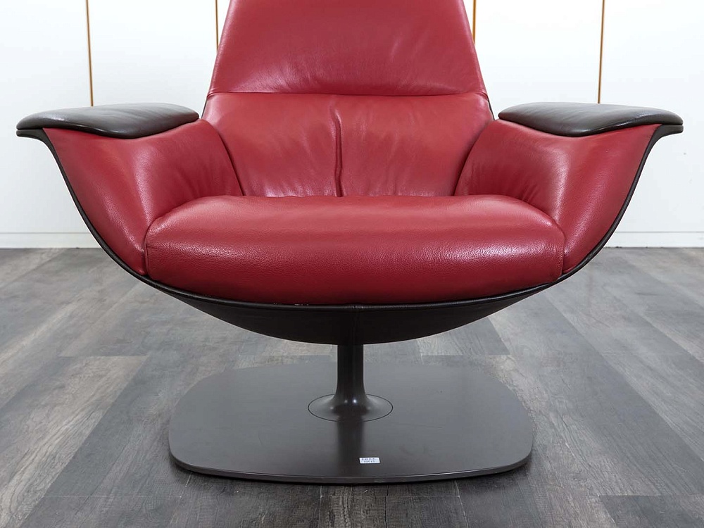 Мягкое кресло SteelCase Кожа Красный Massaud Lounge Chair  (КНКК-14045)