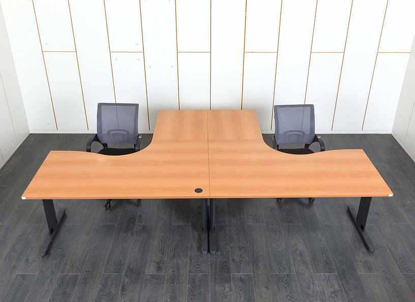 Комплект офисной мебели стол с тумбой  1 600х1 840х720 ЛДСП Ольха   (СПУЛК-02021(2раб.мест.))