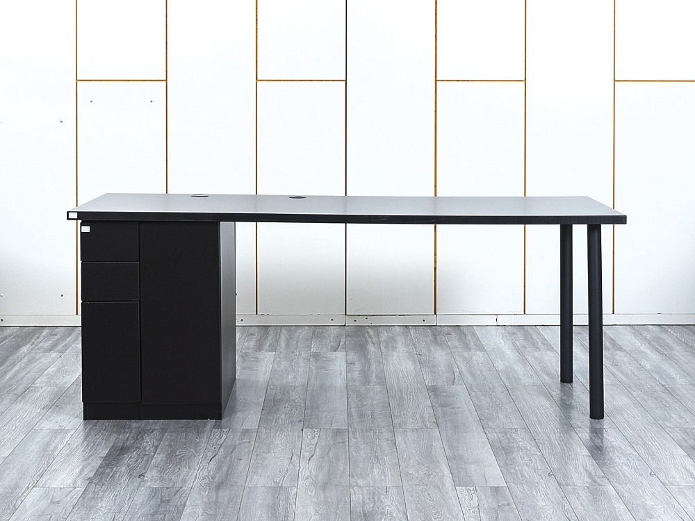 Комплект офисной мебели стол с тумбой IKEA 2 000х800х760 ЛДСП Черный   (СППЧ1Кл-05064)