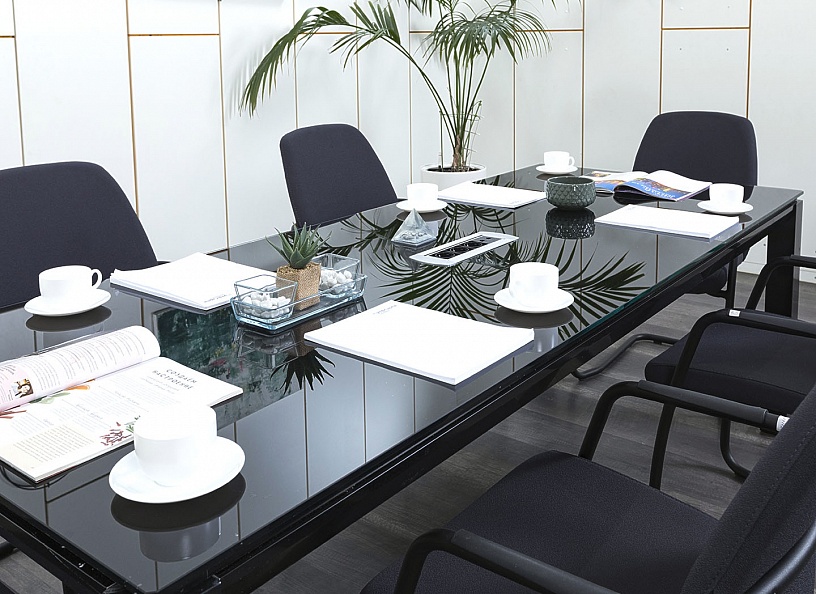 Офисный стол для переговоров  2 200х900х750 Стекло Черный   (СГПЧ-14112)
